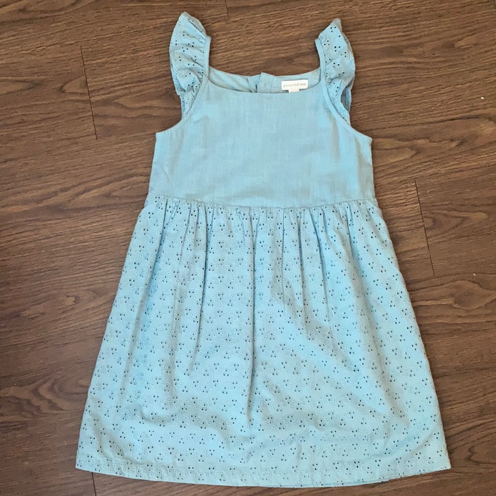 Garnet Hill Kids Turquoise Eyelet Dress Size 8